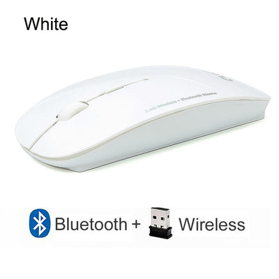 Cliry 2.4Ghz Wireless + Bluetooth Dual Mode 2 In 1 Cordless Mouse 1600 DPI Ultra-thin Ergonomic Portable Optical Mice computer