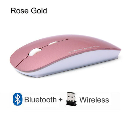 Cliry 2.4Ghz Wireless + Bluetooth Dual Mode 2 In 1 Cordless Mouse 1600 DPI Ultra-thin Ergonomic Portable Optical Mice computer