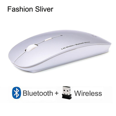 Cliry 2.4Ghz Wireless + Bluetooth Dual Mode 2 In 1 Cordless Mouse 1600 DPI Ultra-thin Ergonomic Portable Optical Mice computer